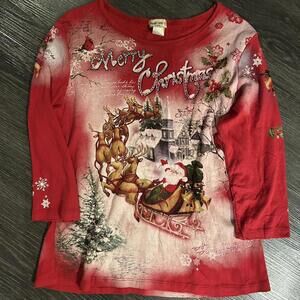 Y2K AOP red and white Christmas long sleeve shirt #holidays #santa
